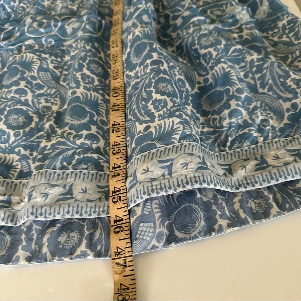 Cyclamen Jaipur Block Print Cotton Midi Dress Blue Peacock Prairie Cottagecore S